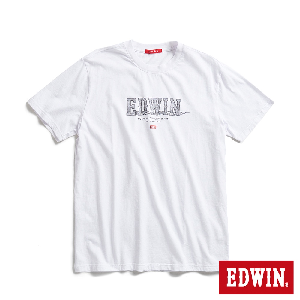 EDWIN 精緻素描LOGO短袖T恤(白色)-男款 網路獨家