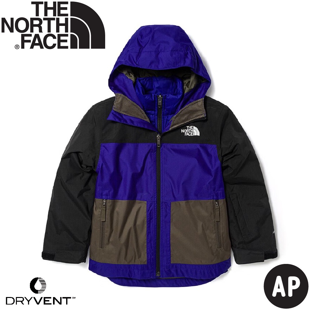 【The North Face 童 DV防水兩件式化纖雪衣外套 AP《黑藍》】7WR5/滑雪/防水/防風外套