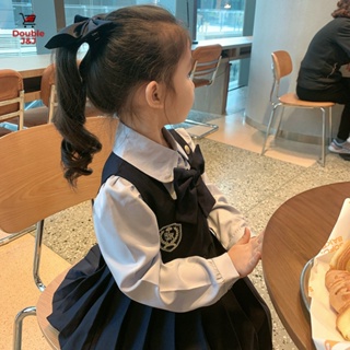 女童學院風洋裝兒童新款裙子假兩件寶寶時尚公主裙【1-8歲】