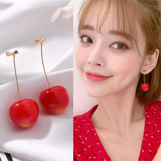 韓國新款甜美紅櫻桃個性氣質簡約長款時尚耳環