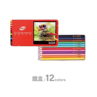✨星星文具✨SKB 樂趣 色鉛筆 彩色鉛筆 著色筆 鐵盒 12色 NP-120