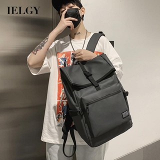 IELGY 男士黑色簡約雙肩包休閒旅行輕便