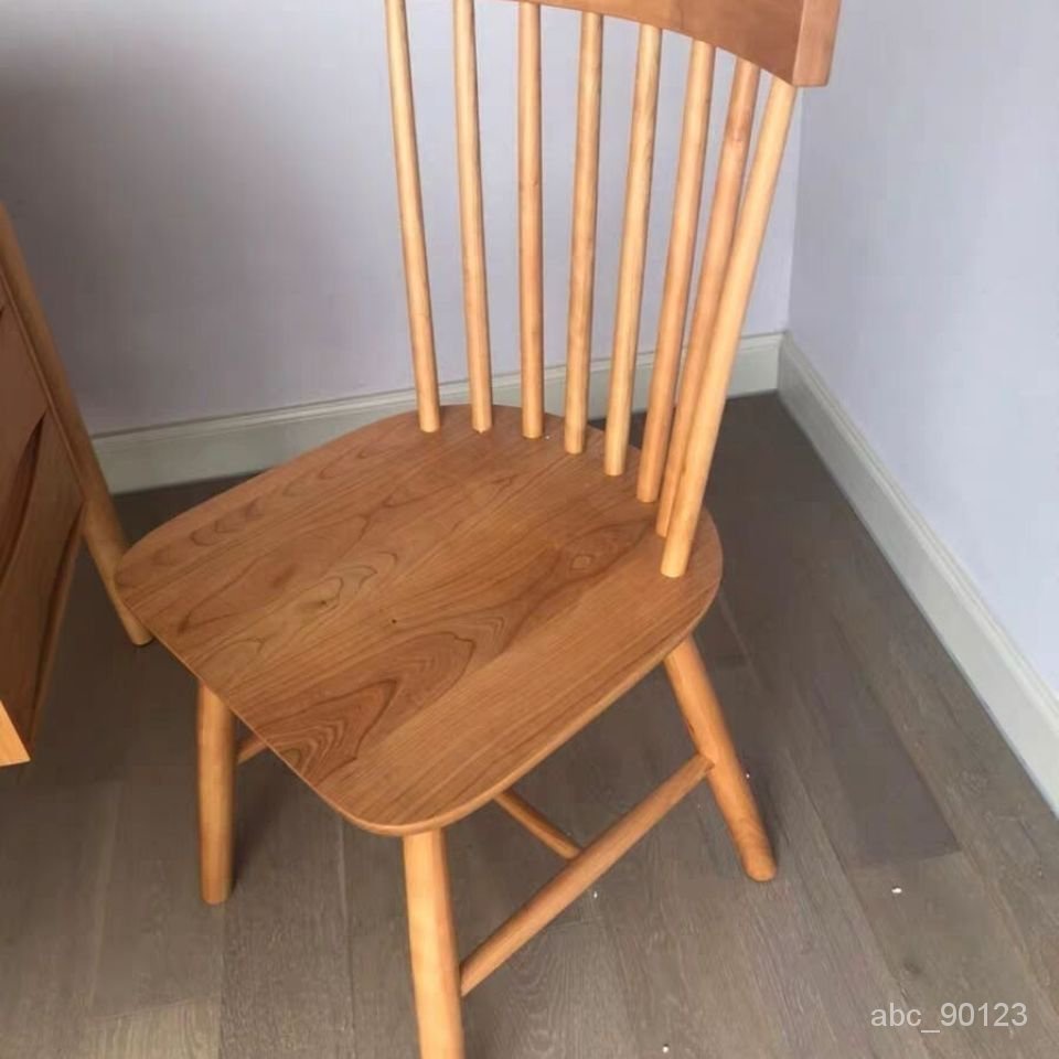 椅子實木靠背椅北歐溫莎椅簡約飯店咖啡廳原木設計傢用書桌餐桌椅
