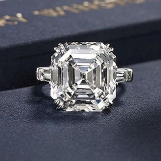 歐美奢華 方形 高仿鑽戒 10*10mm 閃亮鋯石 結婚戒指 經典首飾