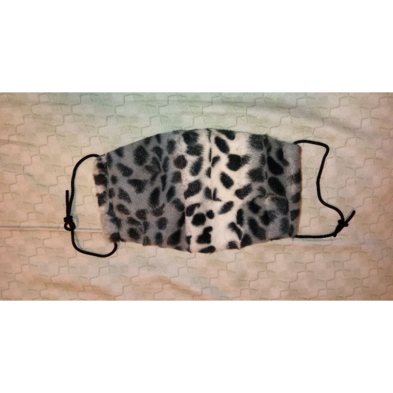 豹紋軟毛可調式造型口罩