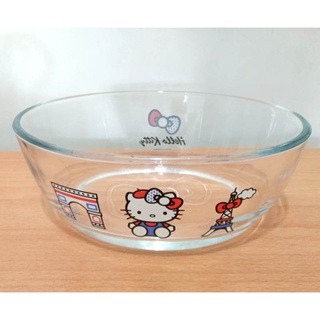 Hello Kitty 透明 玻璃 橢圓形 深 烤盤 水果盤 沙拉碗
