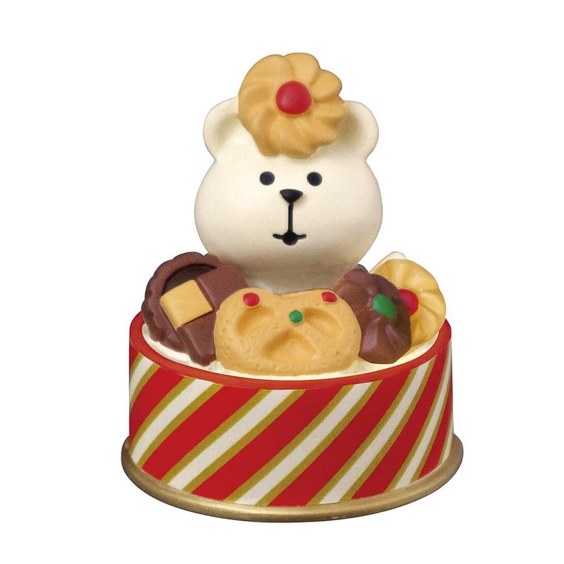 日本 DECOLE Concombre 聖誕公仔/ 坐在餅乾罐頭裡的白熊 eslite誠品