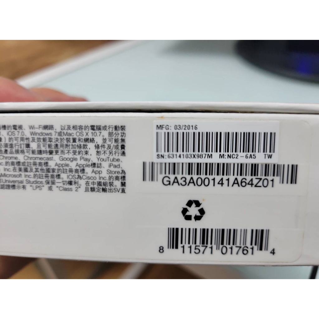 Image of Google Chromecast V3 黑色 HDMI 媒體串流播放器 1080P 無線 顯示 接收器 投影器 第三代 #2