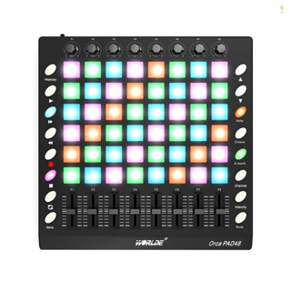 Yohi WORLDE PAD48 便攜式 USB MIDI 鼓墊控制器 48 RGB 背光墊 8 個旋鈕 16 個按鈕