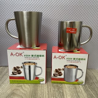花媽 A-OK 美式雙層隔熱咖啡杯 260/360ml 隔熱口杯 不鏽鋼咖啡杯 露營杯