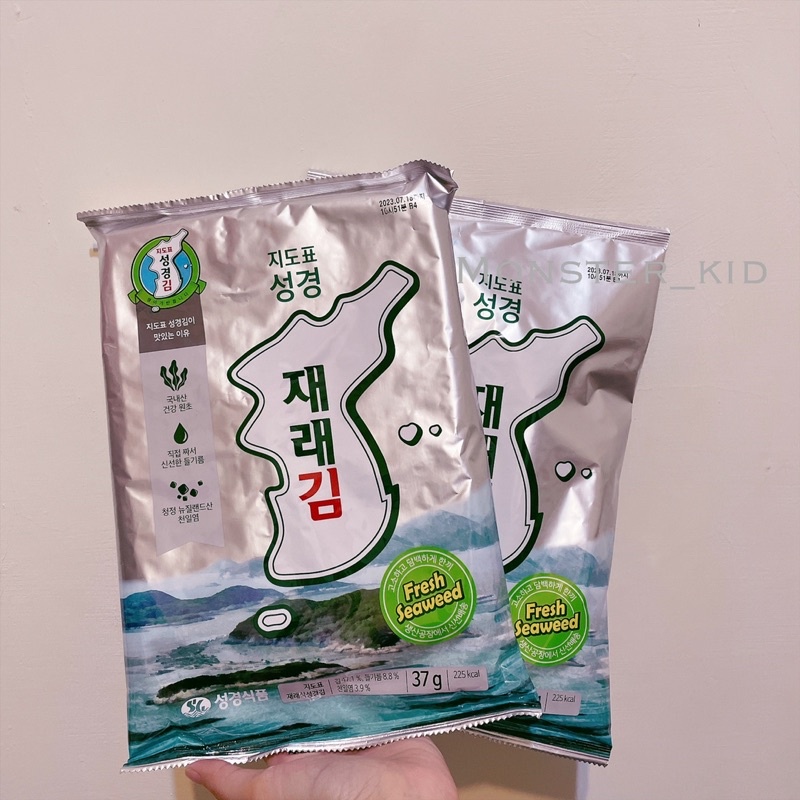 【monster_kid】韓國代購！預購商品 成京 傳統綠茶海苔片 大片/小片裝 海苔 大包37g/小盒55g