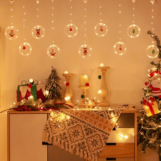 新款led圣誕節銅絲燈窗簾燈 圣誕老人卡通房間裝飾彩燈串