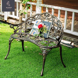 金悅瑪*公園椅戶外長椅子長凳子花園庭院休閑玫瑰花靠背椅子室外座椅鑄鋁