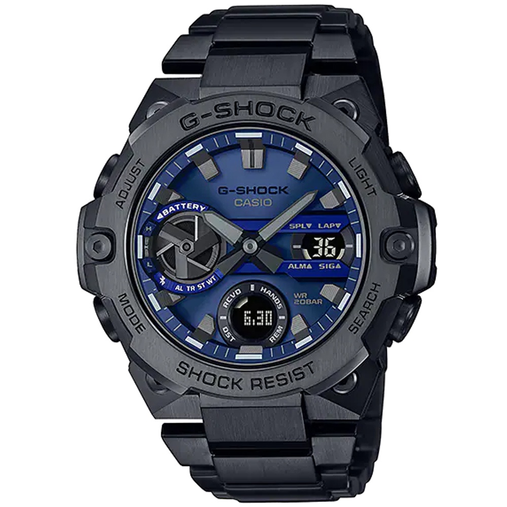 【聊聊甜甜價】CASIO G-SHOCK 碳纖維防護 太陽能雙顯腕錶 GST-B400BD-1A2