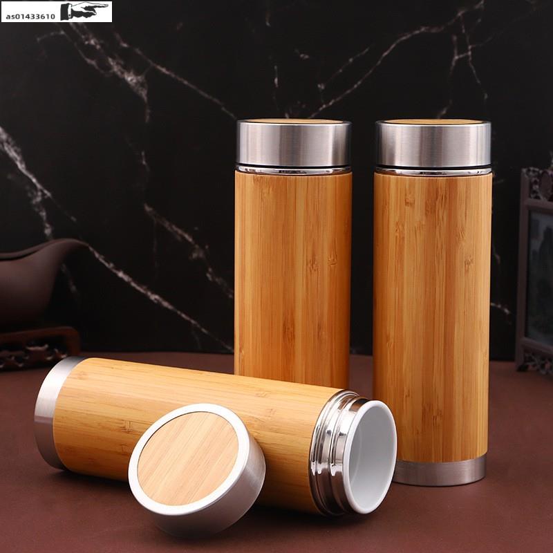 Bamboo Thermos Bottle Stainless Steel Tumbler Vacuum Insulat