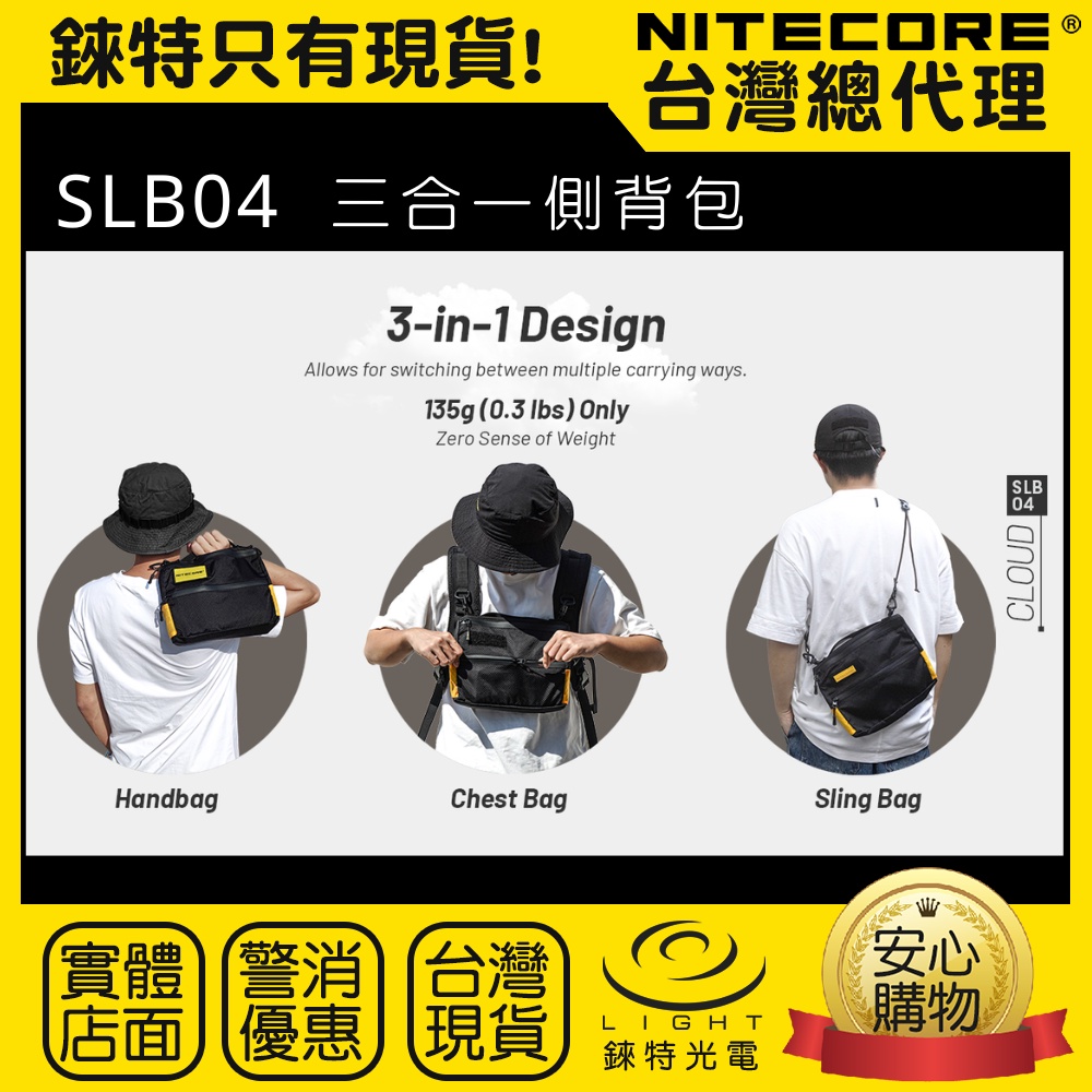【錸特光電】NITECORE SLB04 三合一斜背包 戶外機能 胸包 側背包 1.5公升 僅135克 MOLLE 小包