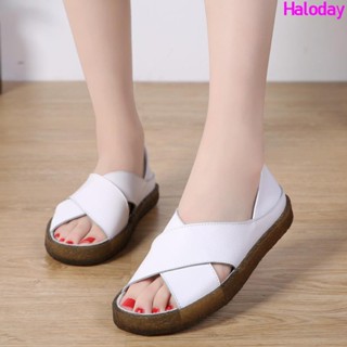 【新品熱賣】大尺碼女鞋（35-44）41 42 43 44✨2021品女版鏤空涼鞋真皮魚嘴一字透氣時尚涼鞋