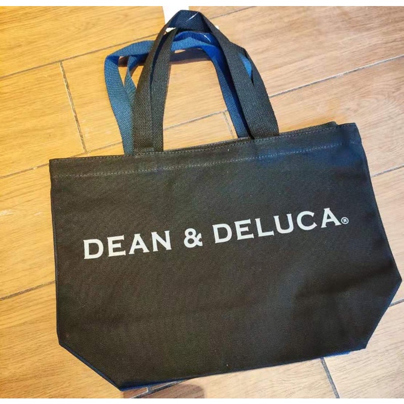 DEAN&amp;DELUCA黑色購物袋字母印花手拎帆布包帆布袋單肩環保包袋手提包