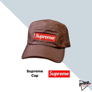 SUPREME CAP 五分割帽 老帽 BOX LOGO 咖啡 紅 情侶 字體【彼得潘】