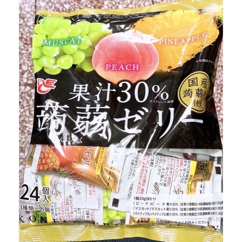 【亞菈小舖】日本零食 ACE 綜合蒟蒻果凍 三種口味 24份 桃子 白葡萄 鳳梨味 480g 【優】