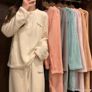 【限時免運】珊瑚絨加厚加絨冬季睡衣女可外穿2022新款寬松慵懶風家居服兩件套 法蘭絨 秋冬睡衣 居家睡衣 休閒睡衣