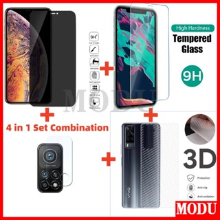 4合1套手機防窺玻璃+白片相容華為Y9S Y9 Prime Y7A Y6 Y7 Pro 2019 Y6P Y7P 202