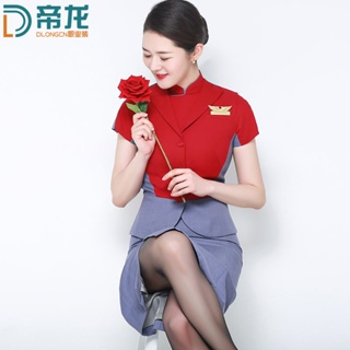 中華航空空姐制服職業套裝女高級售樓物業地產會所服裝工作服訂製