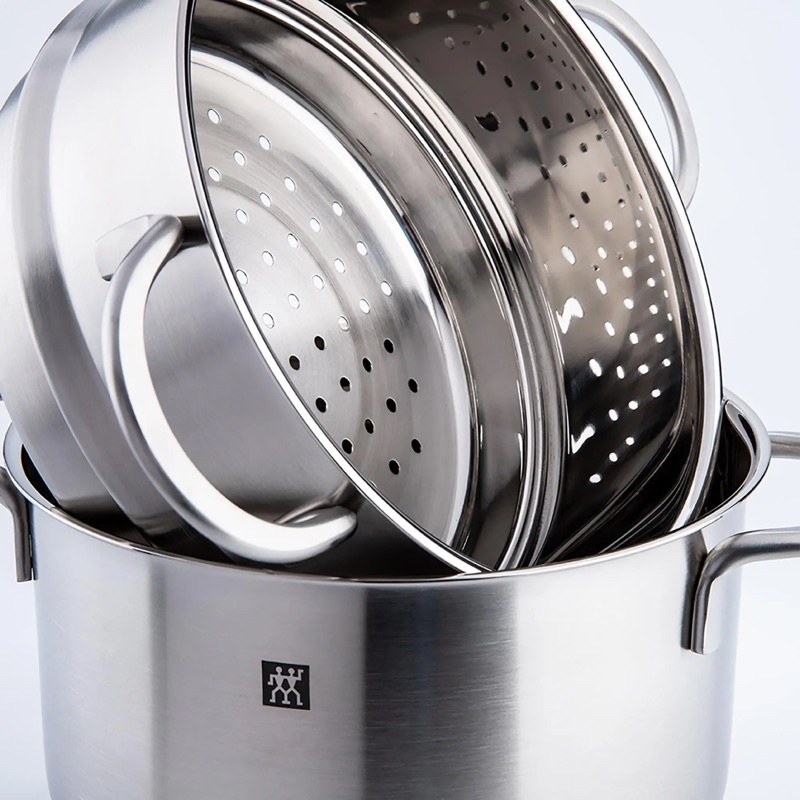 二手 ZWILLING德國雙人牌TWIN NOVA 不鏽鋼兩件式鍋具組/湯鍋/蒸籠套組/雙耳鍋
