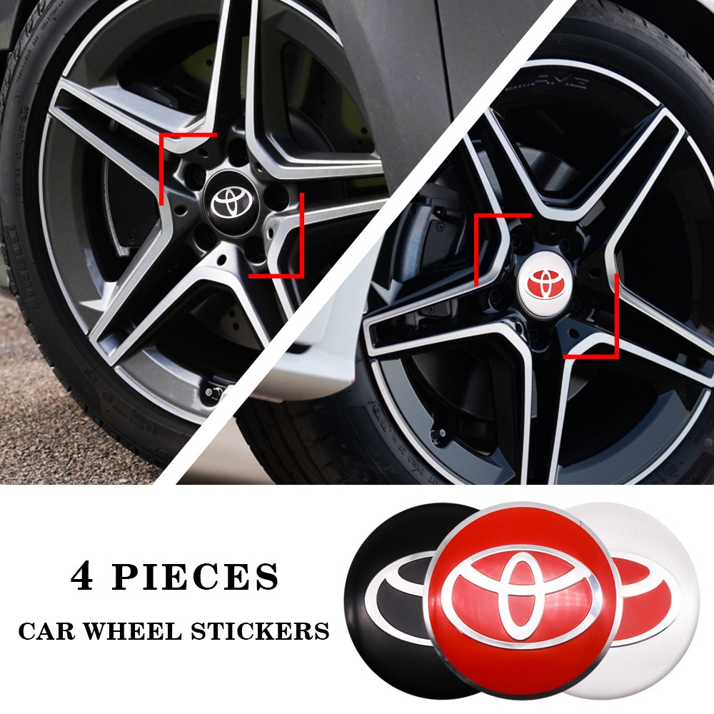 4pcs 黑色車輪貼紙中心輪轂蓋徽章徽標標誌標誌貼花, 用於豐田 Vios Rush Etions Avanza Cam