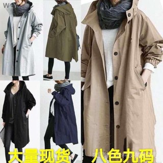大尺碼女裝風衣8色9碼中長款外套秋季韓版寬鬆學生胖妹妹加肥