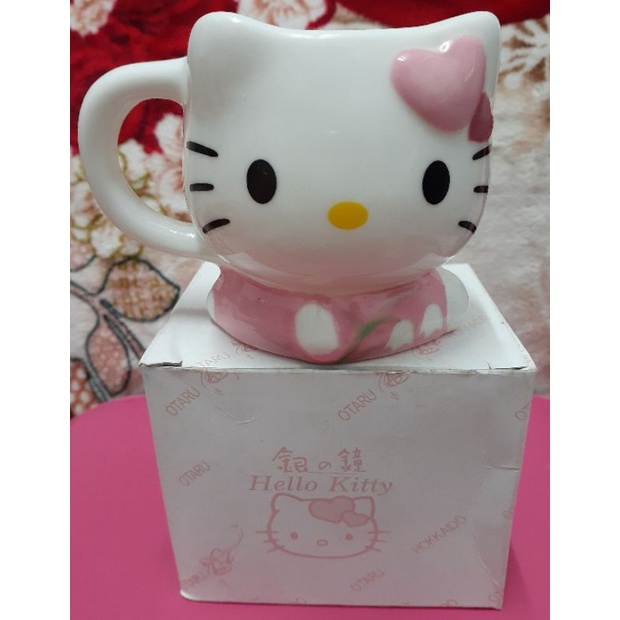 全新未使用日本 北海道 小樽 三麗鷗 Sanrio 凱蒂貓 Hello kitty 銀之鐘咖啡杯 馬克杯 陶瓷杯(盒損)