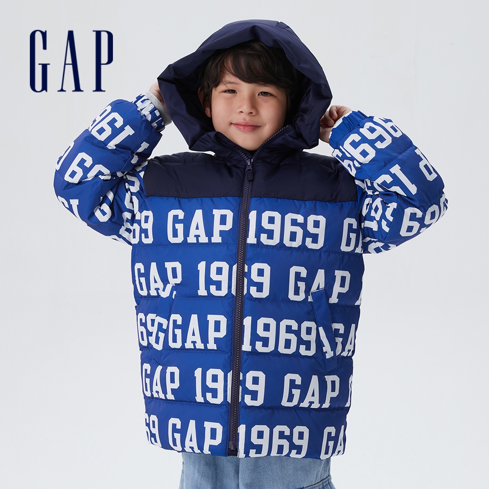 Gap 兒童裝 Logo保暖連帽羽絨外套(2-14歲) 大絨朵羽絨系列-藍色(426787)