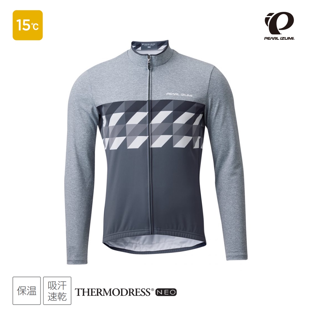 【Pearl izumi】3455-BL-31 男款冬季15度   保暖長袖車衣 灰格