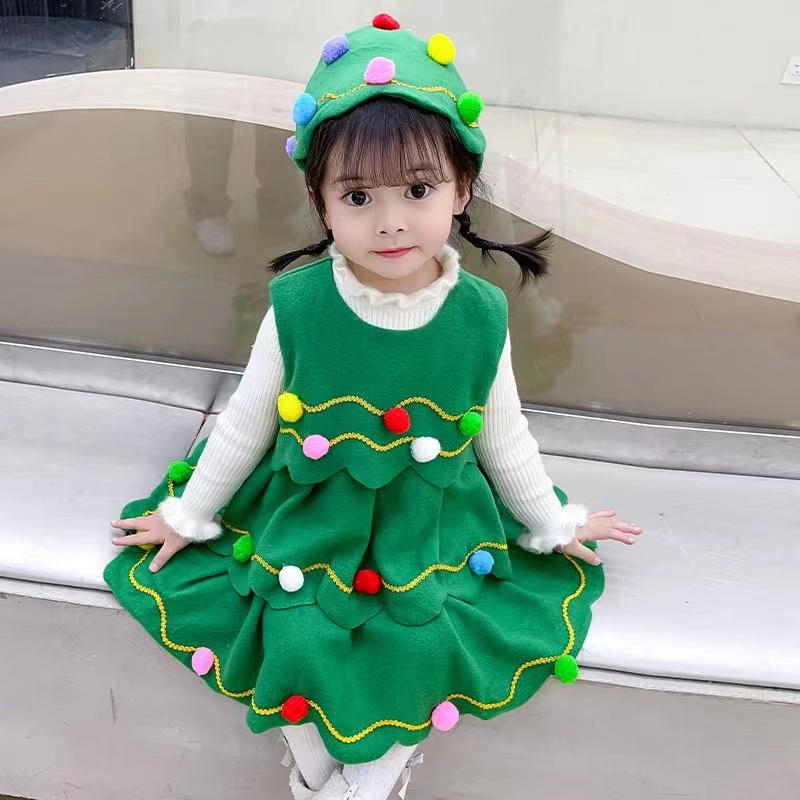 兒童演出服裝表演服聖誕裝女童聖誕節服幼兒聖誕樹服