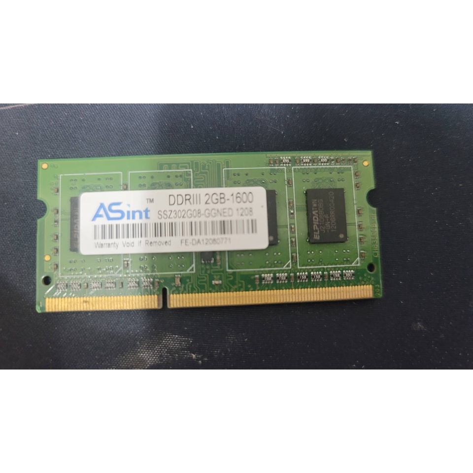 ASINT DDR3 2G 1600 NB 筆電專用記憶體 SSZ302G08-GGND 二手拆機品