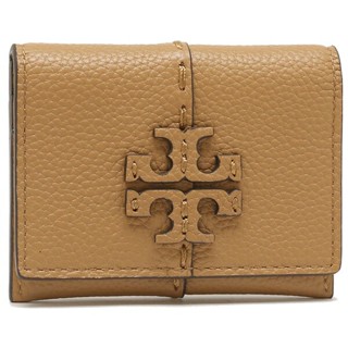 【TORY BURCH】專櫃經典款McGRAW 牛皮暗釦對折短夾/名片夾 (提拉米蘇色)