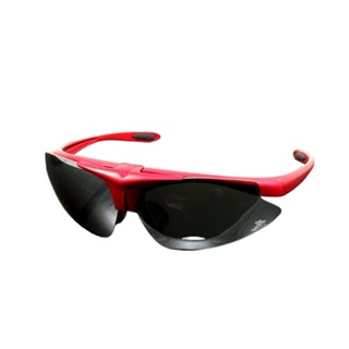 Z-POLS消光紅搭電鍍水銀鏡面黑可配度可掀UV運動眼鏡，原廠盒裝 贈偏光黑、夜用黃、防風透明三組片
