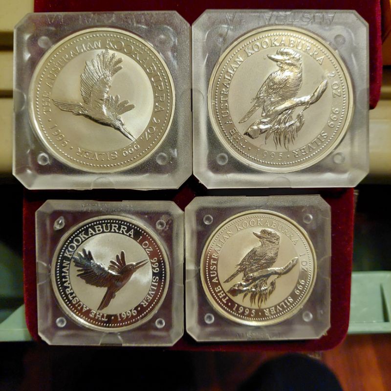1995年,1996年澳洲笑鴗鳥(Australian Kookaburra)銀幣 2盎司 999純銀 珀斯鑄幣廠