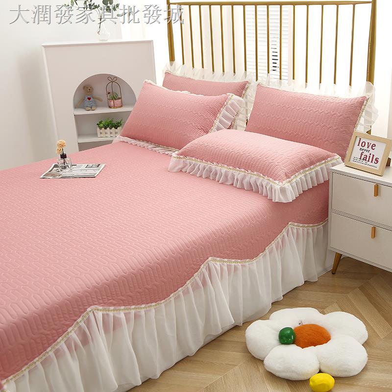 批發沙發床折疊床☾◈✗韓式公主風乳膠涼席床蓋三件套1.8m床可機洗冰絲席子可折疊床裙款