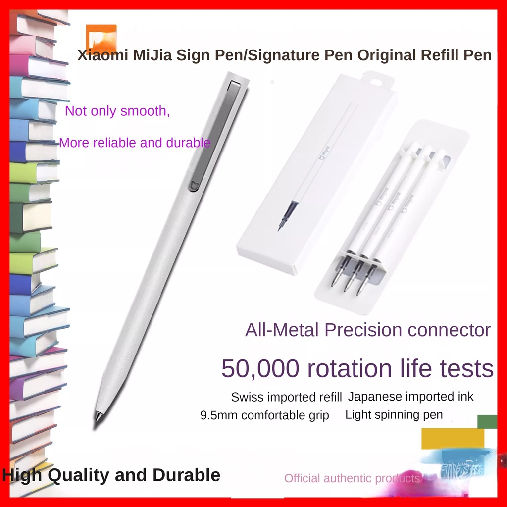 小米 米家簽字筆黑色水筆0.5mm巨能寫中性筆金屬簽字筆專用筆芯