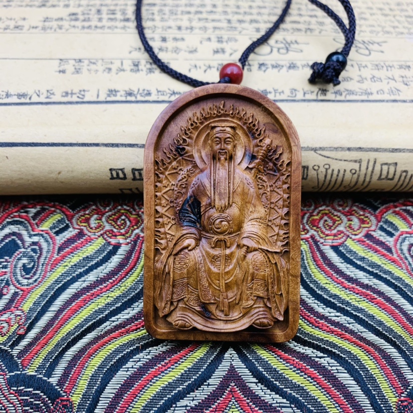 ☊◇♤▦✔呂祖吊墜神像呂洞賓吊墜呂祖師呂仙祖木雕飾品雷擊棗木結緣