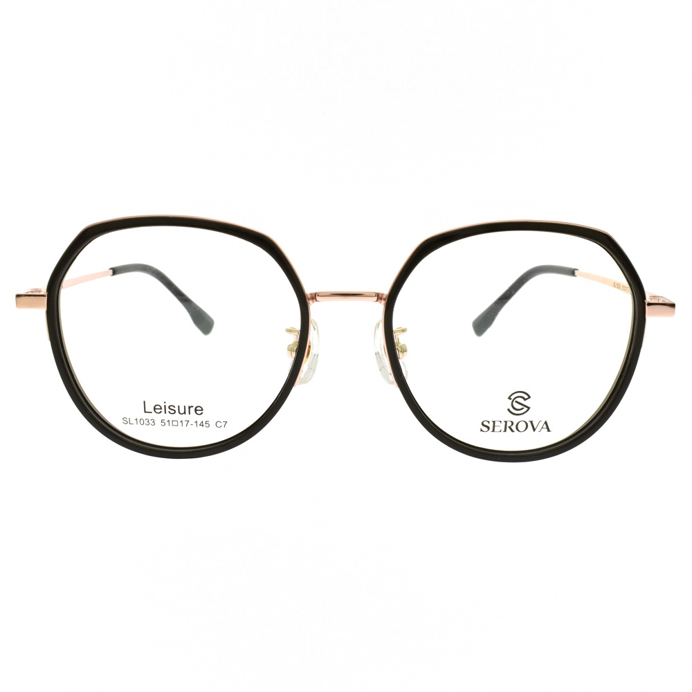 SEROVA 光學眼鏡 SL1033 C7 復古方圓框 眼鏡 - 金橘眼鏡
