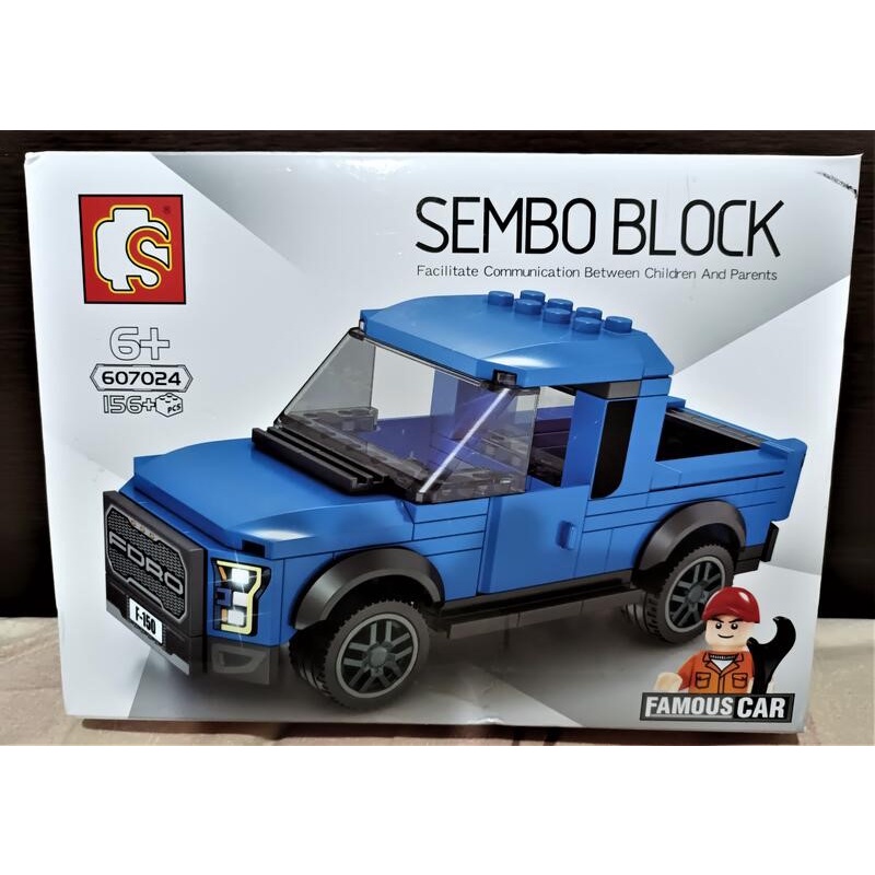 全新 藍色 SEMBO 森寶 607024 科技系列  福特 F-150 貨卡車積木, 156片.