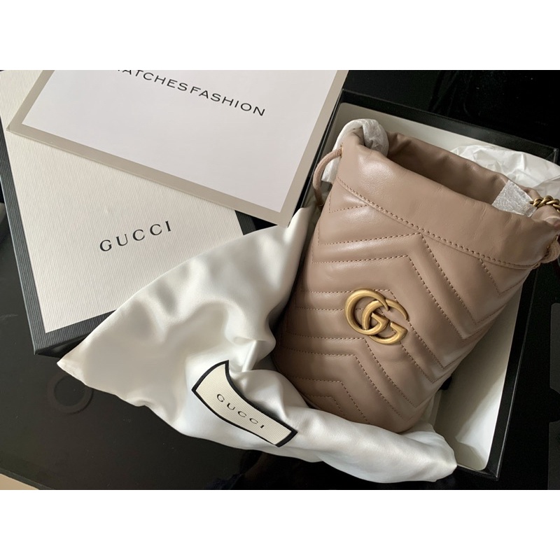 極新 gucci marmont 馬夢 好搭裸色/奶茶色水桶包