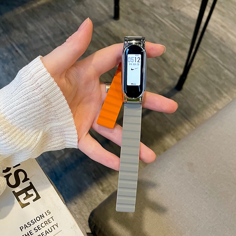 小米磁吸矽膠錶帶 時尚簡約 適用於小米手環7/6/5/4/3 NFC版 透氣親膚腕帶