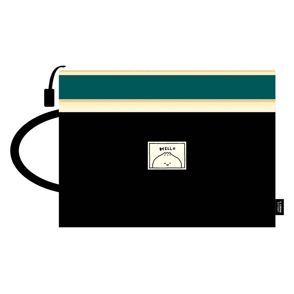 A4手提雙層文件袋(綠+黑)-簡單生活