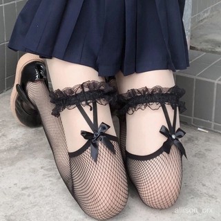 【優選精品】甜美jk蝴蝶結過膝襪子女超薄夏季學院風洛麗塔白色花邊漁網襪中筒ins日韓風 HZW1