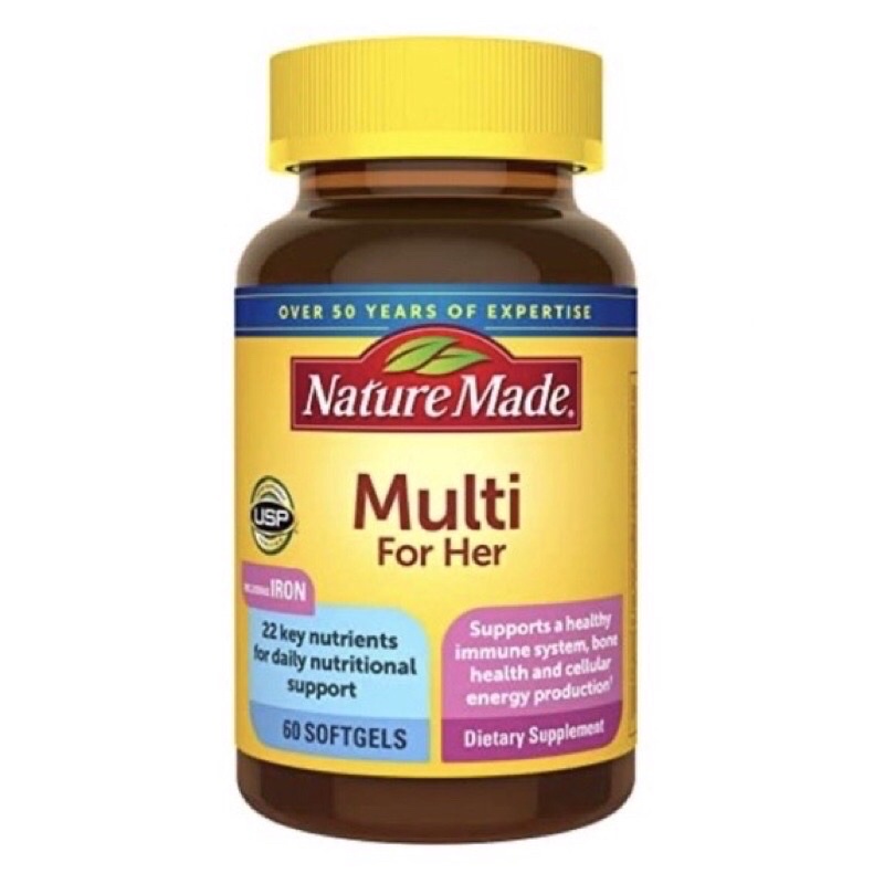 【現貨】美國 Nature Made  Multi for her 萊萃美 女性綜合維他命加鐵 60顆