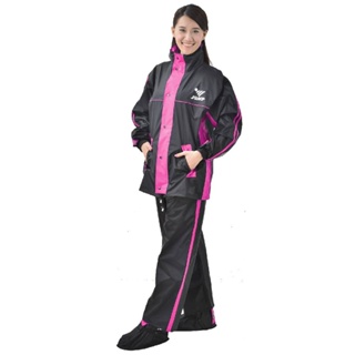 【JUMP 將門】雅仕II內裡配色口袋 - 套裝二件式風雨衣(黑紫)
