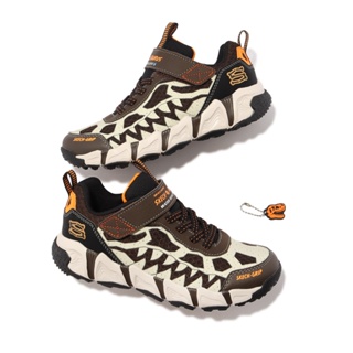 Skechers 童鞋 Velocitrek-Dino-Quest 咖啡 白黑橘 恐龍 小朋友 魔鬼氈 運動鞋【ACS】